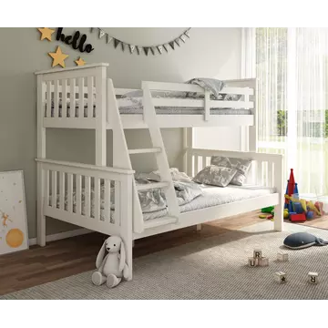 Buy Carra White Triple Sleeper Bunk Bed, Colour: White, Size: Single (3ft) / Small Double (4ft), Item Width: 141 from Furnituretta