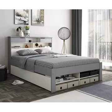 Buy Fabio Grey and White Wooden Bed Double, Colour: Grey and White, Size: Double (4ft6), Width: 146.4 from Furnituretta