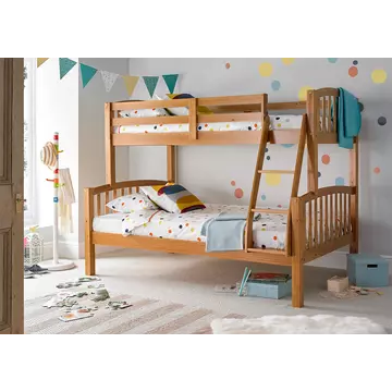 Buy Mya Pine Triple Sleeper Bunk Bed, Colour: Pine, Size: Single (3ft) / Small Double (4ft), Item Width: 130 from Furnituretta