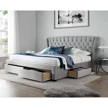 Buy Newton Grey Velvet 4 Drawer Storage Bed Double, Colour: Grey, Size: Double (4ft6), Width: 174 from Furnituretta