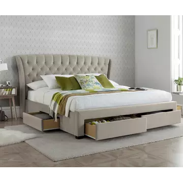 Buy Newton Warmstone Velvet 4 Drawer Storage Bed King Size, Colour: Warmstone, Size: King (5ft), Width: 189 from Furnituretta