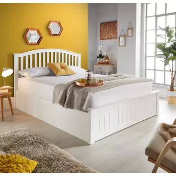 Buy Grayson White Wooden Ottoman Bed King Size, Colour: White, Size: King (5ft), Item Width: 166 from Furnituretta