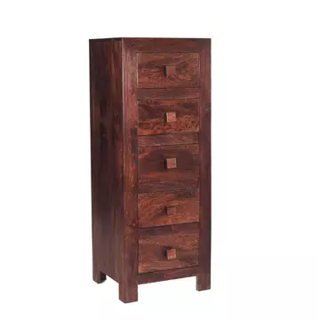 Buy Toko Dark Mango 5 Drawer Chest, Colour: Dark Brown, Width: 46 from Furnituretta