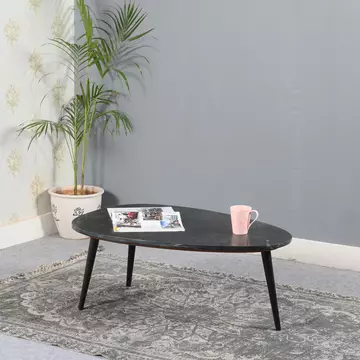 Buy Opal Coffee Table With Black Marble Top & Metal Legs, Colour: Black, Width: 90 from Furnituretta