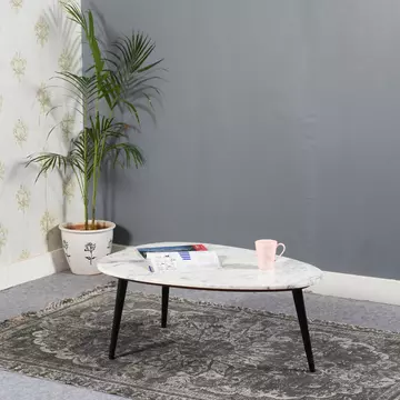 Buy Opal Coffee Table With White Marble Top & Metal Legs, Colour: White, Width: 90 from Furnituretta