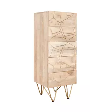 Buy Light Gold Tall Chest Of Drawers, Colour: Light Gold, Width: 45 from Furnituretta