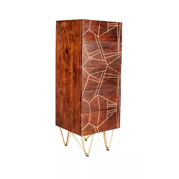 Buy Dark Gold Tall Chest Of Drawers, Colour: Dark Gold, Width: 45 from Furnituretta