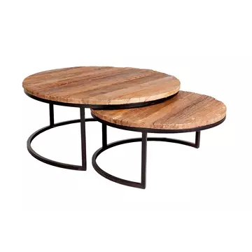 Buy Round Railway Sleeper Set Of 2 Coffee Tables from Furnituretta