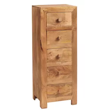 Buy Toko Light Mango 5 Drawer Chest, Colour: Light Brown, Width: 46 from Furnituretta