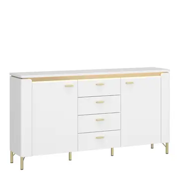 Buy Lazio Sideboard 2 Door 4 Drawer in Alpine White/White Gloss from Furnituretta