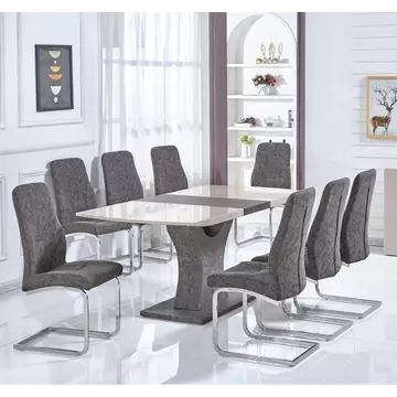 Buy Belarus High Gloss Ext Dining Table Cream & Stone from Furnituretta
