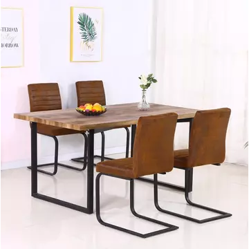 Buy Boston Fabric Chairs Brown with Black Metal Legs (4s) from Furnituretta