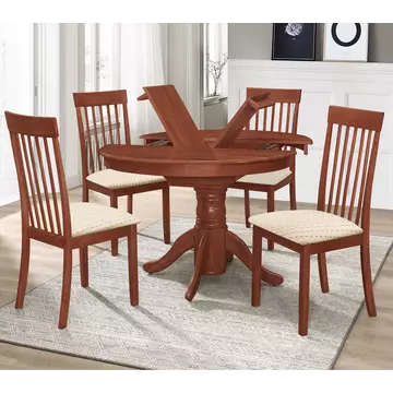 Buy Leicester Dining Set with 4 Chairs Mahogany, Colour: Mahogany from Furnituretta
