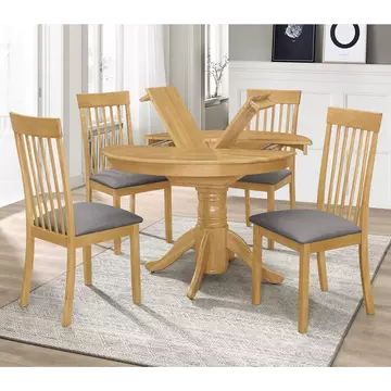 Buy Leicester Dining Set with 4 Chairs Light Oak, Colour: Light Oak from Furnituretta
