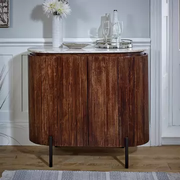Buy Opal Solid Wood Sideboard Drinks Cabinet with Marble Top & Metal Legs from Furnituretta