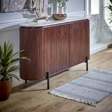 Buy Opal Mango Wood Sideboard With Marble Top & Metal Legs from Furnituretta