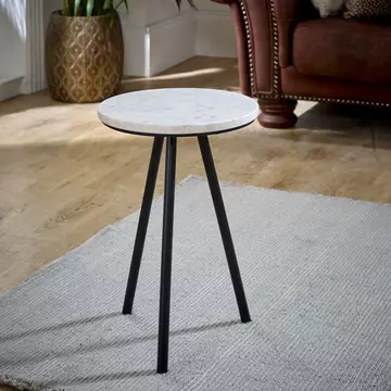Buy Opal Side Table With White Marble Top & Metal Legs from Furnituretta