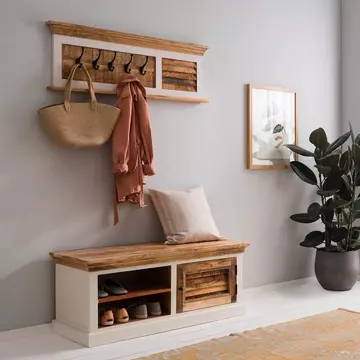 Buy Alfie Wood Shoe Rack & Hanger Wall Hook Set from Furnituretta
