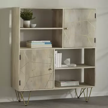 Buy Light Gold Display Cabinet, Colour: Light Gold, Width: 120 from Furnituretta