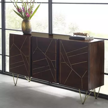 Buy Dark Gold Extra Large Sideboard 3 Drawers And 2 Doors from Furnituretta