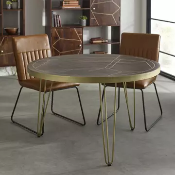 Buy Dark Gold Round Dining Table from Furnituretta