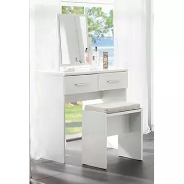 Buy Topline Dressing Table with Mirror & Stool White from Furnituretta
