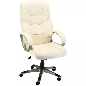 Buy HOMCOM Home Office Chair High Back Computer Desk Chair with Faux Leather Adjustable Height Rocking Function Cream White from Furnituretta