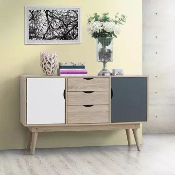 Buy Alford Sideboard with 2 White and Grey Doors & 3 Drawers from Furnituretta