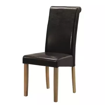 Buy Marley PU Solid Rubberwood Chair Brown, Colour: Brown from Furnituretta
