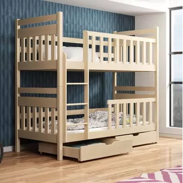 Buy Wooden Bunk Bed Monika with Storage, Colour: Pine, Mattresses: Without Mattresses from Furnituretta