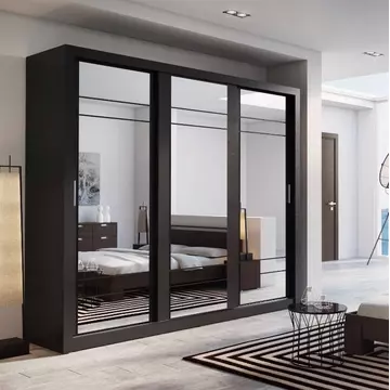 Buy Arti AR-02 Sliding Door Wardrobe Black Matt 250cm, Colour: Black Matt, Width: 250 from Furnituretta