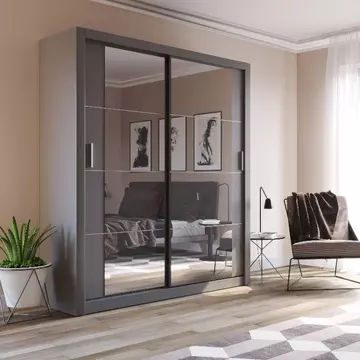 Buy Arti AR-03 Sliding Door Wardrobe Grey Matt 181cm, Colour: Grey Matt, Width: 181 from Furnituretta