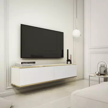 Buy Oro Floating TV Cabinet 135cm White, Colour: White, Width: 135 from Furnituretta