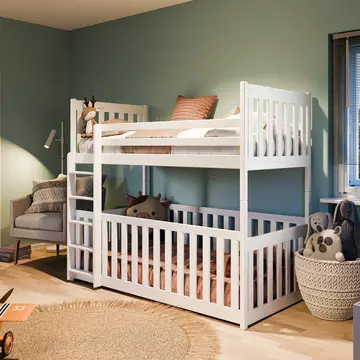 Buy Wooden Bunk Bed Cris with Cot Bed, Colour: White Matt, Mattresses: Without Mattresses from Furnituretta