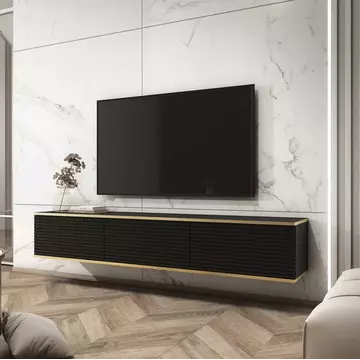 Buy Moro Floating TV Cabinet Black 175cm, Colour: Black, Item Width: 175 from Furnituretta