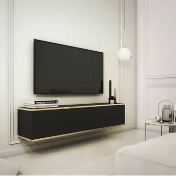 Buy Oro Floating TV Cabinet 135cm Black, Colour: Black, Width: 135 from Furnituretta