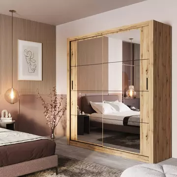 Buy Arti AR-03 Sliding Door Wardrobe Oak Artisan 181cm, Colour: Oak Artisan, Width: 181 from Furnituretta