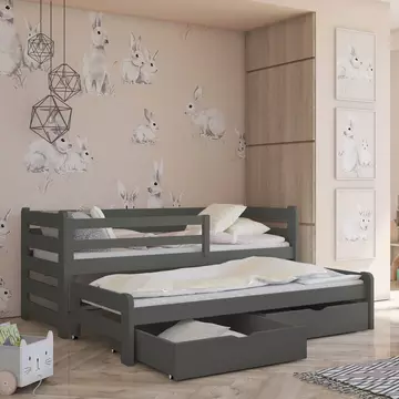 Buy Wooden Double Bed Senso with Trundle and Storage Graphite, Colour: Graphite, Mattresses: Without Mattresses from Furnituretta