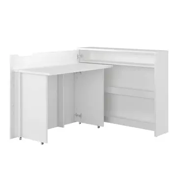 Buy Work Concept Convertible Hidden Desk with Storage White Gloss, Colour: White Gloss, Side: Left, Item Width: 115 from Furnituretta