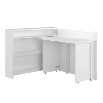 Buy Work Concept Convertible Hidden Desk with Storage White Gloss, Colour: White Gloss, Width: 115, Side: Right from Furnituretta