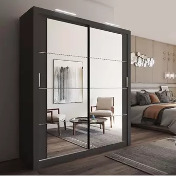 Buy Arti AR-03 Sliding Door Wardrobe Black Matt 181cm, Colour: Black Matt, Width: 181 from Furnituretta