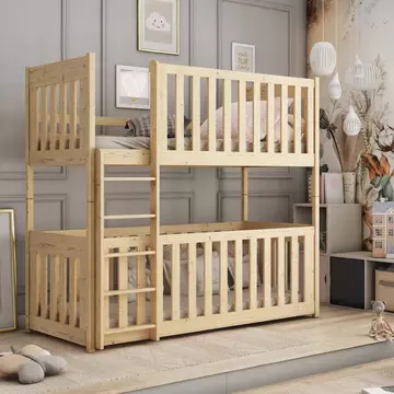 Buy Wooden Bunk Bed Konrad Pine with Cot Bed, Colour: Pine, Mattresses: Without Mattresses from Furnituretta