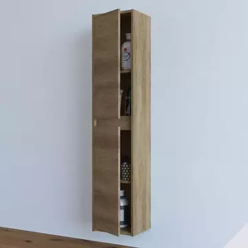 Buy Potton Tall 2 Door Wall Mounted Floating Bathroom Storage Cupboard Nordic Oak Effect from Furnituretta