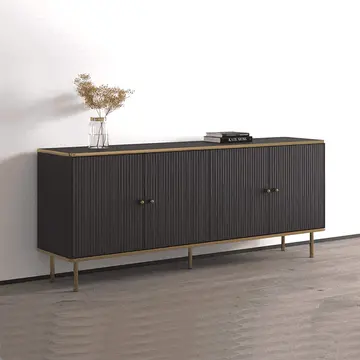 Buy Kelso Wide 4 Door Sideboard Cabinet Black and Gold, Colour: Black from Furnituretta