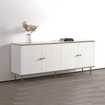 Buy Kelso Wide 4 Door Sideboard Cabinet White and Gold, Colour: White from Furnituretta