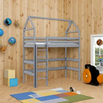 Buy Wooden Gloria Loft Bed, Colour: Grey, Mattresses: Without Mattress from Furnituretta