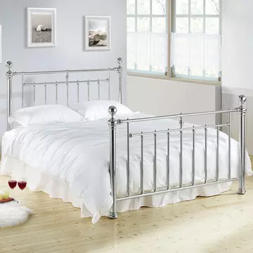 Buy Alexander Chrome Nickel Double Bed, Colour: Chrome, Size: 4ft 6/Double, Width: 147 from Furnituretta