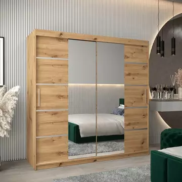 Buy Verona 04 Sliding Door Wardrobe Oak Artisan 200cm, Colour: Oak Artisan, Item Width: 200 from Furnituretta