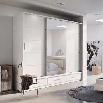 Buy Arti AR-01 Sliding Door Wardrobe White Matt 250cm, Colour: White Matt, Width: 250 from Furnituretta