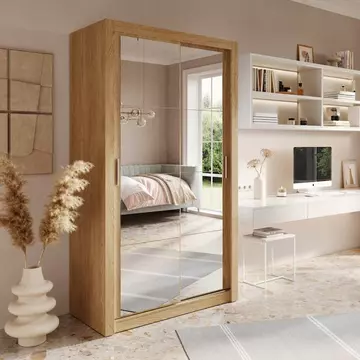 Buy Arti 19 - 2 Sliding Door Wardrobe Oak Shetland 120cm, Colour: Oak Shetland, Width: 120 from Furnituretta